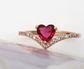 Natural heart-cut red garnet ring