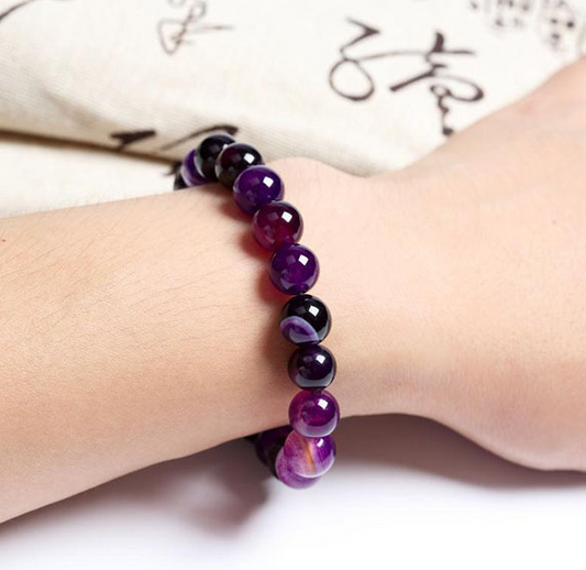 Bracelet En Pierre Naturelle Amethystos  Violet Pour Femme