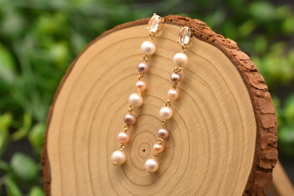 High Quality Water Pearl Long Minimalist Earrings