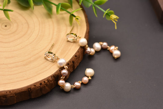 High Quality Water Pearl Long Minimalist Earrings