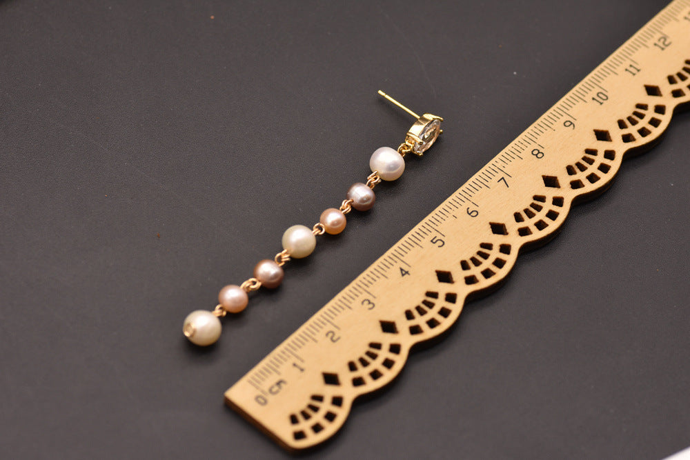 High Quality Water Pearl Long Minimalist Earrings