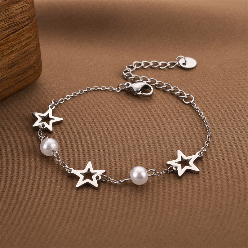 Xingyue Zircon Pearl Titanium Steel Bracelet Female Niche