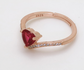 Natural heart-cut red garnet ring