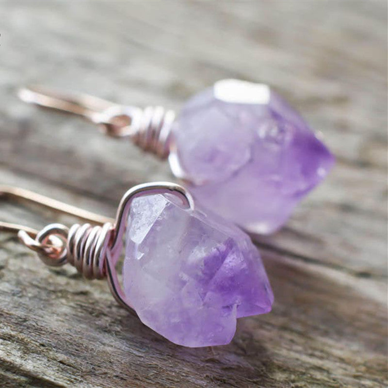 Elegant Tassel Amethyst Natural Amethyst Earrings