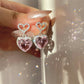 Pink Crystal Heart Earrings For Women Girls Niche Design Earrings Birthday Jewellery Gift