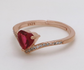 Natural heart-cut red garnet ring