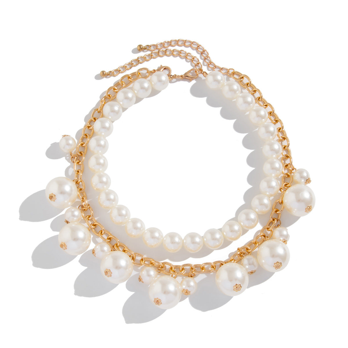 Stringed Pearls Pendant Necklace Fashion Alloy