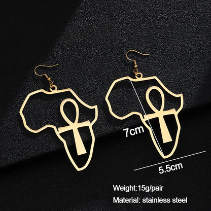 Fashion Hot Sale! Ankh in African Map Earrings