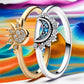 Sterling Silver Ring Set Gloden Celestial Sun Blue Moon Rings Sparkling For Women Classic Engagement Party Wedding Jewelry