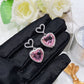 Pink Crystal Heart Earrings For Women Girls Niche Design Earrings Birthday Jewellery Gift