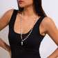 Fashion Stringed Pearls Y-shaped Necklace Cross